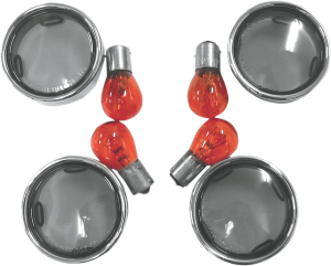 Smoke Turn Signal Lens Kit With Chrome Trim Rings Chrome