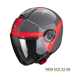 Casca open face/jet SCORPION EXO CITY II SHORT Gri / Rosu M, 2, nordicamoto.ro