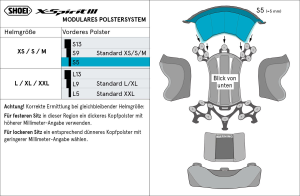 SHOEI XSPR3 Type-I S5 sisak elülső középső bélése, 2, nordicamoto.ro