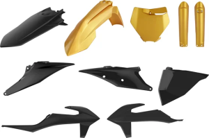 KTM SX 19–22/EXC 20–23 „Gold Metal Flow” műanyag karosszériakészlet, nordicamoto.ro