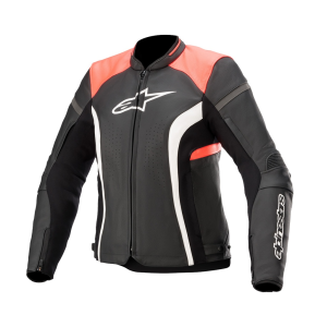 Alpinestars Stella Kira V2 női bőrdzseki, fekete/korall, nordicamoto.ro