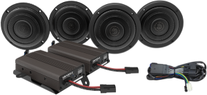 Ultra Front & Rear Speaker Kit With 600w Amp Black 