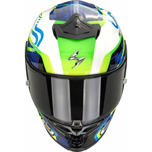 SCORPION EXO-R1 EVO II AIR CORNERING L teljes arcú sport sisak – fehér/kék/zöld, 4, nordicamoto.ro
