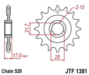 JT SPROCKETS Első lánckerék, természetes színű, 2, nordicamoto.ro