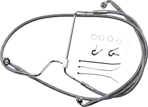 Extended Length Stainless Steel Brake Line Kit Silver, Clear-coated