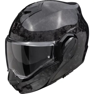 SCORPION EXO-TECH EVO ONYX SOLID CARBON hátrafelé nyitható moduláris sisak – Negru (fekete), S-es méret, 1, nordicamoto.ro