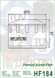 Filtru ulei PIAGGIO 400-500 BEVERLY Hiflofiltro HF184, 2, nordicamoto.ro