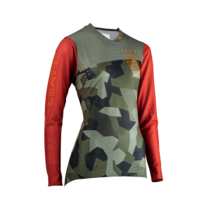 Leatt Gravity 4.0 női MTB mez, Camo Green/Burgundy