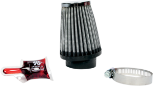 Universal Round Tapered Type Clamp-on Air Filter Black, Silver