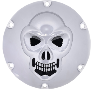 Chrome 3-d Skull Derby Cover Black, Chrome, 2, nordicamoto.ro