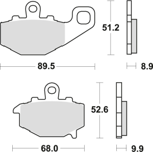 TRW szerves hátsó fékbetétek a KAWASAKI ZX6R 600 '94–'16/ZX6R 636 '02–'06/ ER6 '06–'16/VERSYS 650 '07–'14/Z 750 '04–'06/ZX9R '94–'04/Z 1000 / SX '10–/ZX10R '04–'09/GPZ 1100 '95–'98