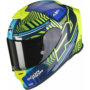 Scorpion EXO R1 Air Victory Blue/Fluorescent Yellow teljes arcú bukósisak, nordicamoto.ro