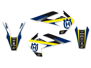 Graphics Kit With Seat Cover Blue, White, Yellow
