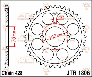 JT SPROCKETS hátsó lánckerék, természetes színű, 2, nordicamoto.ro