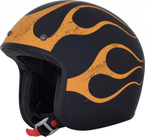 Fx-76 Flame Vintage Helmet Matte Black/orange Small Black, Matte, Orange S, 1, nordicamoto.ro
