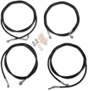 Standard Black Vinyl Braided Handlebar Cable/brake Line Kit Black, 1, nordicamoto.ro