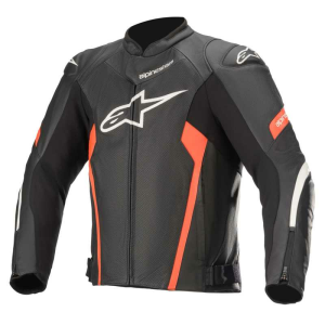 Alpinestars Faster V2 bőrdzseki, fekete/fluo piros