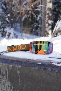 AMOQ Vision Vent+ motoros szán szemüveg mágneses lencsével, katonai zöld/narancs színben – arany tükörbevonatú, 3, nordicamoto.ro