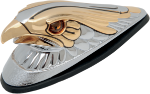 Eagle Head Front Fender Ornament Gold, Chrome