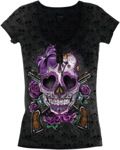 Women's Day Of The Dead Gun T-shirt Black
