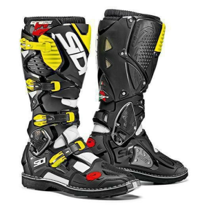 Sidi Crossfire 3 csizma, fehér–fekete–fluoreszkáló sárga, nordicamoto.ro