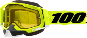 100% Racecraft 2 Fluo Yellow motoros síszemüveg, nordicamoto.ro