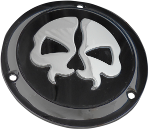Split Skull Derby Cover Black, Chrome, 2, nordicamoto.ro
