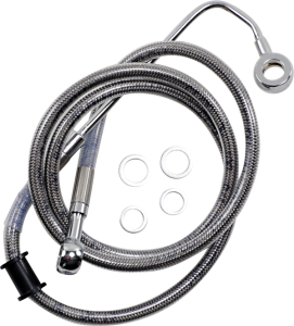 Extended Length Stainless Steel Brake Line Silver, Clear-coated