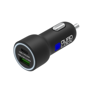Quad Lock Dual 48 W-os autós töltő – USB-C PD + USB-A QC3.0, nordicamoto.ro