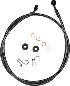 Braided Front Brake Line Black, Black Pearl