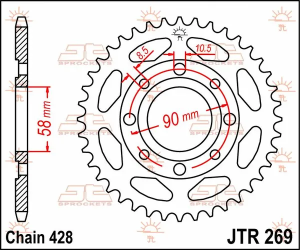 JT SPROCKETS Fekete hátsó lánckerék, 2, nordicamoto.ro