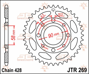 Jtr865.43 Rear Replacement Sprocket 43 Teeth 50 Pitch Natural Steel Natural 