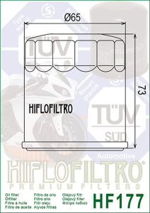 BUELL 900–1200 LIGHTNING olajszűrő, Hiflofiltro HF177, 2, nordicamoto.ro