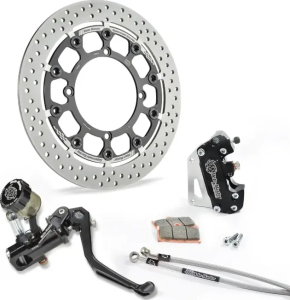 Supermoto versenykészlet, fekete–rozsdamentes acél