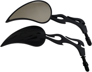 Flame Billet Mirrors Anodized Black