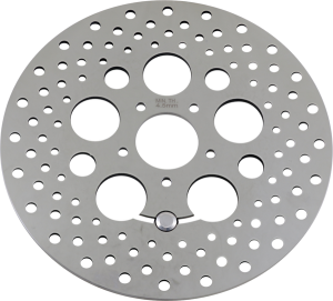 Polished Stainless Steel Drilled Brake Rotor Silver, Polished, 1, nordicamoto.ro