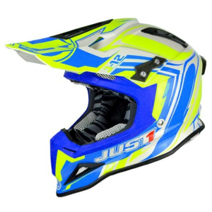 Enduro/cross sisakok, Just1 J12 sisak, lángsárga/kék, nordicamoto.ro