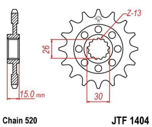 JT SPROCKETS Első lánckerék, természetes színű, 2, nordicamoto.ro