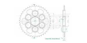 Standard Sprocket Rear 520 Zinc Plated, 2, nordicamoto.ro