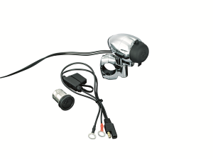 Electrical Power Point With Handlebar Mount Black, Chrome