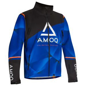 Geci motoros szán, AMOQ Apex V2 versenydzseki, fekete/kék/narancssárga, XS, nordicamoto.ro