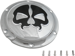 Split Skull Derby Cover Black, Chrome