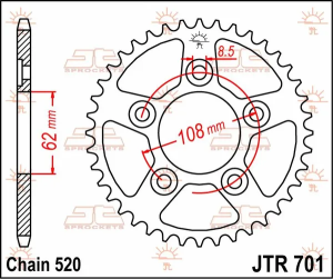 JT SPROCKETS hátsó lánckerék, természetes színű, 2, nordicamoto.ro