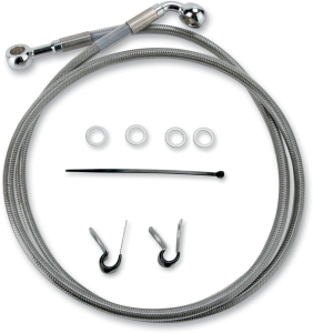 Extended Length Stainless Steel Brake Line Kit Silver, Clear-coated