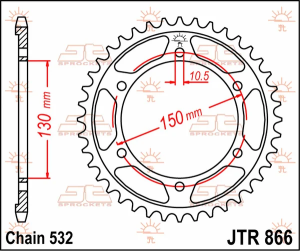 JT SPROCKETS hátsó lánckerék, természetes színű 