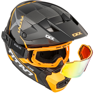CKX Helmet Titan AMS Conrod Orange Matt Carbon + Goggles, L, 2, nordicamoto.ro