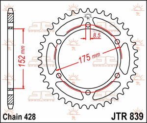 JT SPROCKETS hátsó lánckerék, természetes színű 