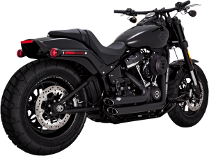 Shortshots Staggered Exhaust System Black, Matte Black, 2, nordicamoto.ro