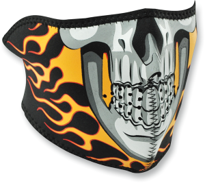 Half Mask Burning Skull Black