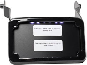 Curved License Plate Frame And Mount With License Plate Light Black